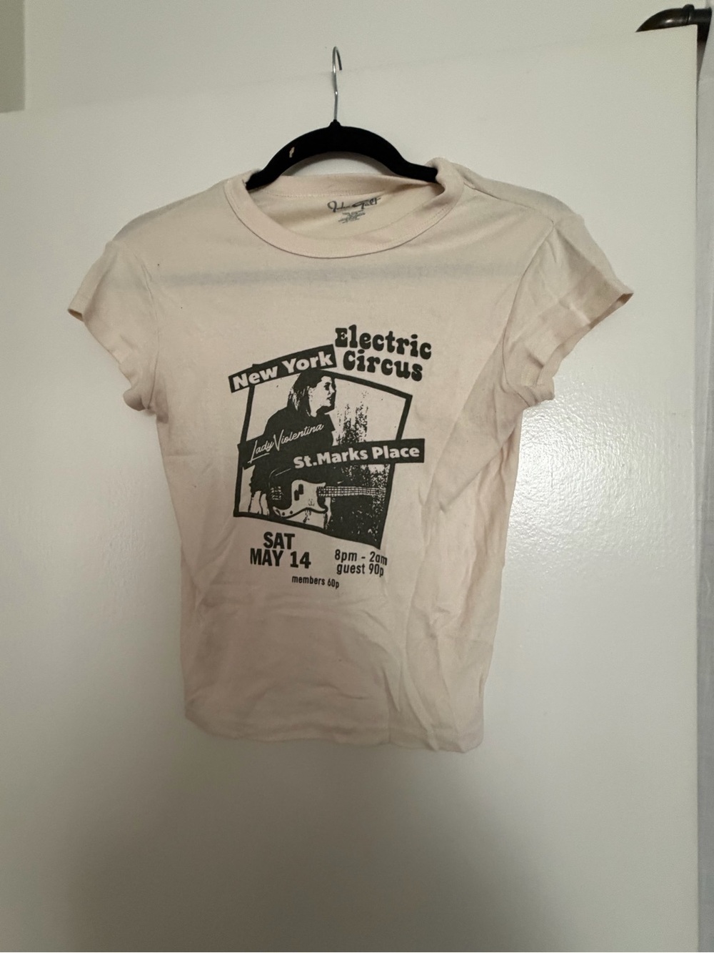 Brandy Melville Light Cream Electric Circus Graphic Tee